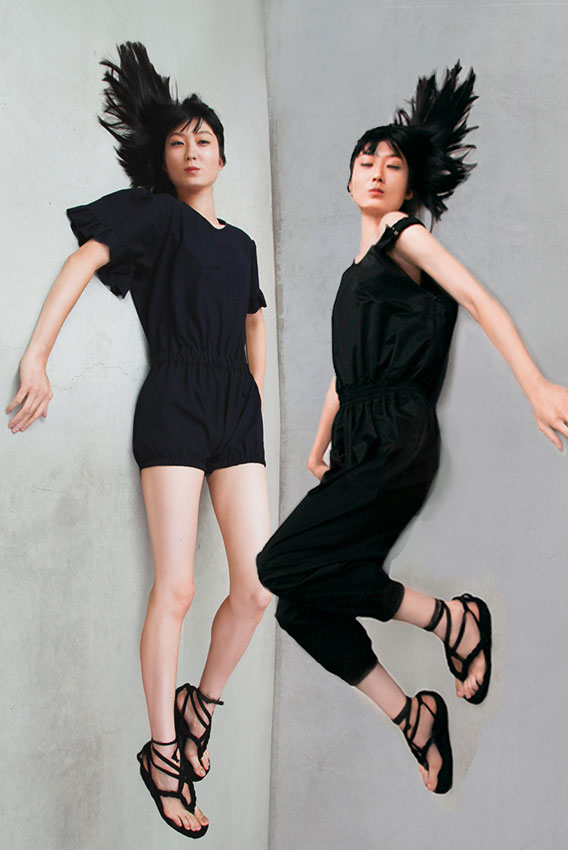 GotoAsato Silk17 Blouse and Bloomers Suit Satin Black Suit