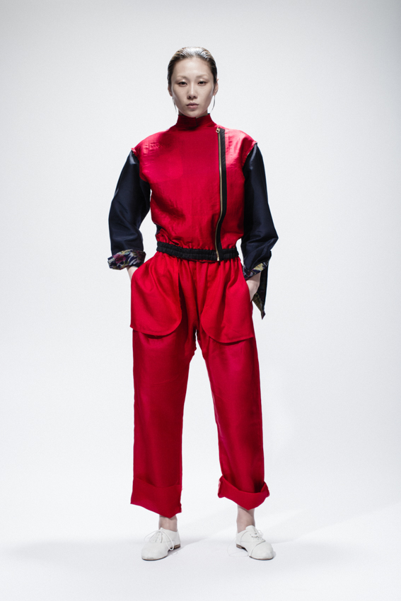GotoAsato Silk17 Wool Rider’s Jacket with Silk Lining (Reversible), Red Silk Trousers